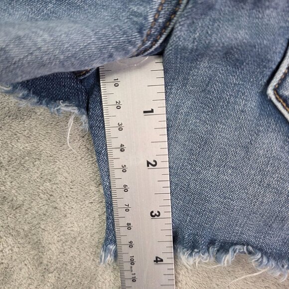 Womens American Eagle Outfitters Blue Denim Midi Shorts Distressed Stretch 6 - Picture 8 of 10